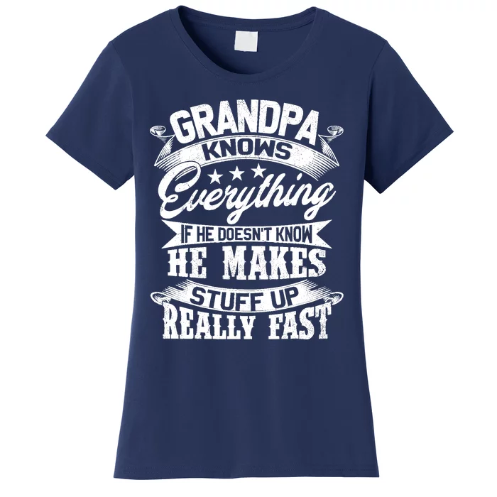 Grandpa Knows Everything Funny For Fathers Day Women's T-Shirt