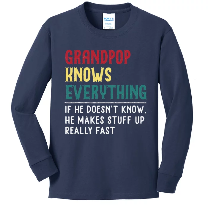 Grandpop Know Everything Fathers Day For Funny Grandpop Kids Long Sleeve Shirt