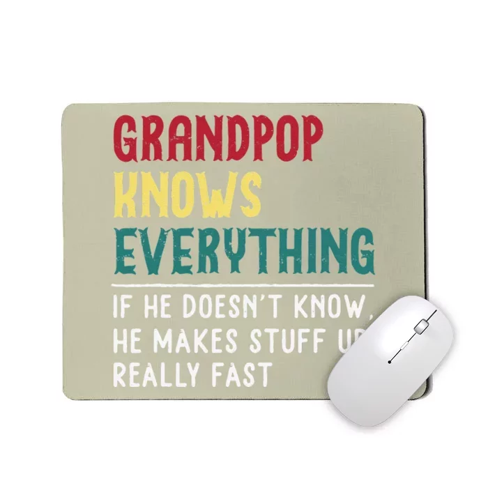 Grandpop Know Everything Fathers Day For Funny Grandpop Mousepad