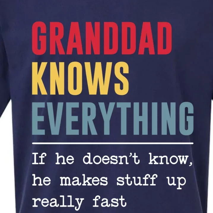 Granddad Knows Everything Gift Funny Grandpa FatherS Day Cool Gift Sueded Cloud Jersey T-Shirt