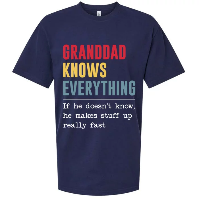 Granddad Knows Everything Gift Funny Grandpa FatherS Day Cool Gift Sueded Cloud Jersey T-Shirt