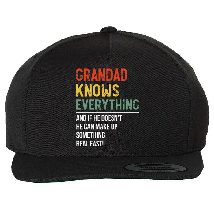 Grandad Knows Everything Fathers Day Grandad Wool Snapback Cap