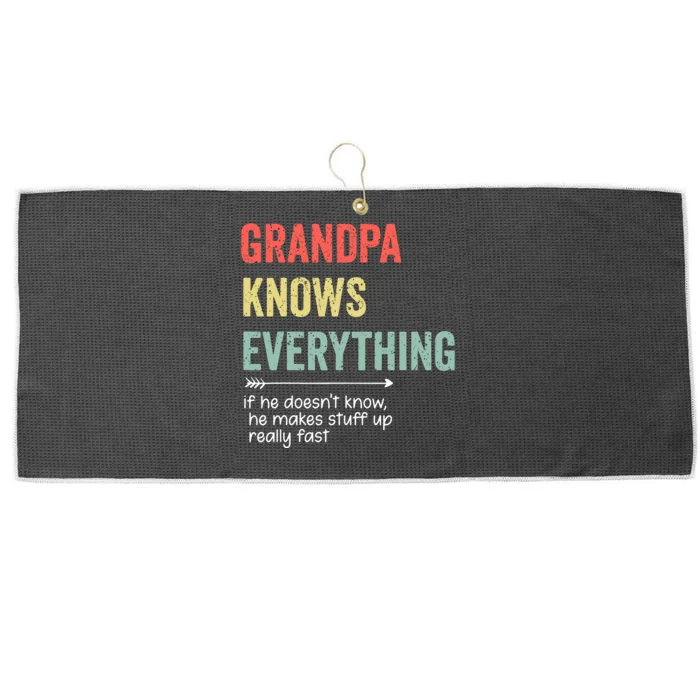 Grandpa Know Everything Vintage Style Funny Dad Father's Day Large Microfiber Waffle Golf Towel