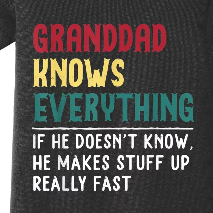 Granddad Know Everything Fathers Day Funny GIFT Granddad Baby Bodysuit