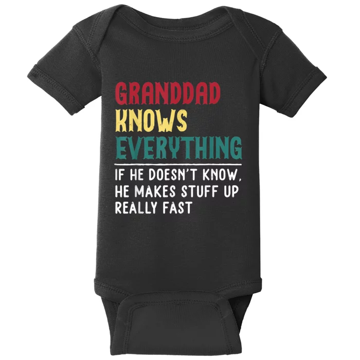 Granddad Know Everything Fathers Day Funny GIFT Granddad Baby Bodysuit