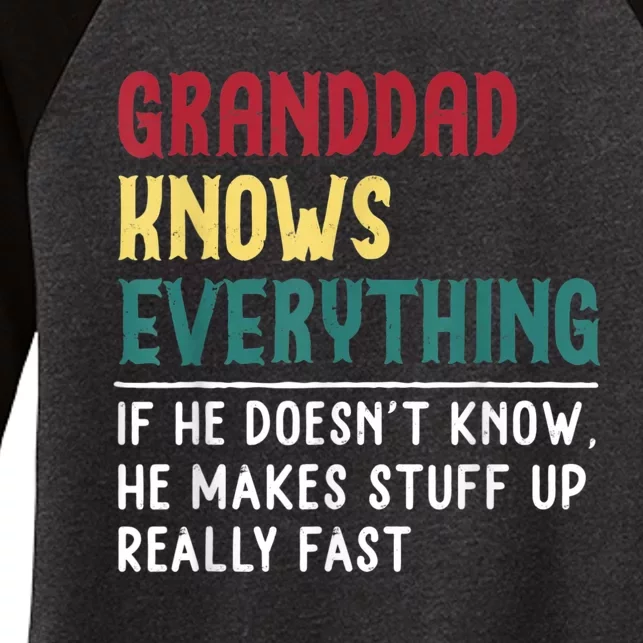 Granddad Know Everything Fathers Day Funny GIFT Granddad Women's Tri-Blend 3/4-Sleeve Raglan Shirt