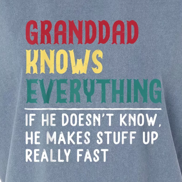 Granddad Know Everything Fathers Day Funny GIFT Granddad Garment-Dyed Women's Muscle Tee