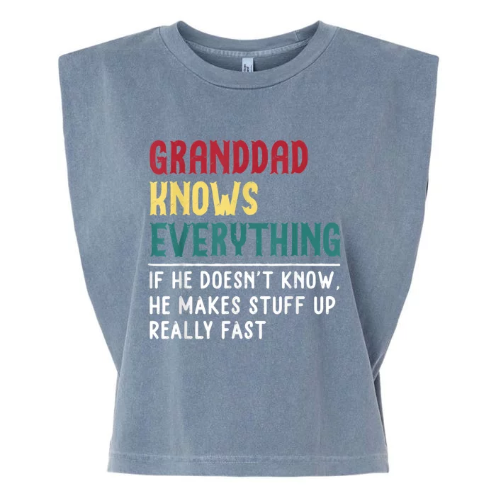 Granddad Know Everything Fathers Day Funny GIFT Granddad Garment-Dyed Women's Muscle Tee