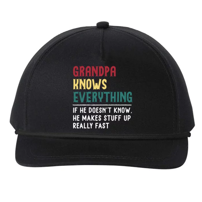 Grandpa Know Everything FatherS Day Gift For Funny Grandpa Gift Snapback Five-Panel Rope Hat