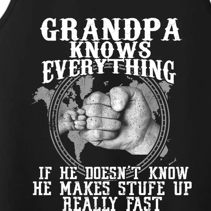 Grandpa Knows Everything If He Doesn’t Know Funny Father Day Performance Tank