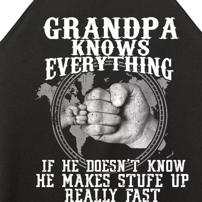 Grandpa Knows Everything If He Doesn’t Know Funny Father Day Women’s Perfect Tri Rocker Tank