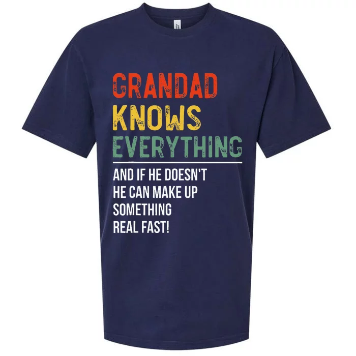 Grandad Knows Everything Father's Day Grandad Sueded Cloud Jersey T-Shirt