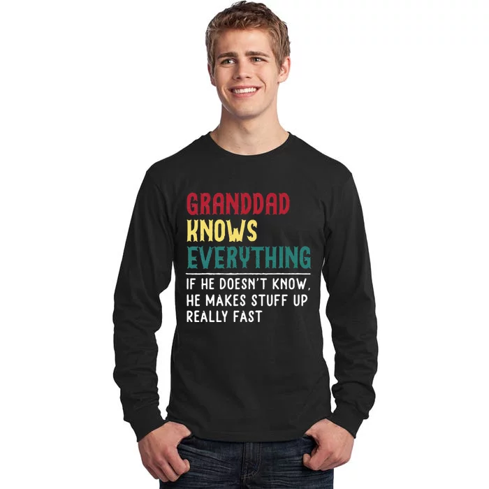 Granddad Know Everything Fathers Day For Funny Granddad Tall Long Sleeve T-Shirt