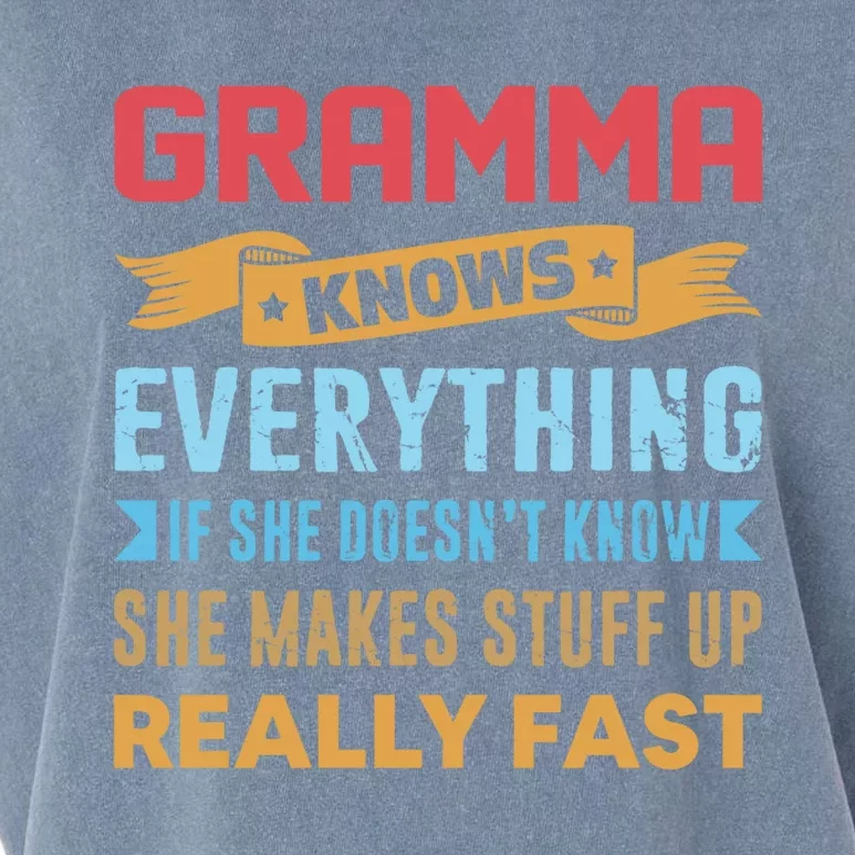 Gramma Knows Everything Mom Grandma Grand Mothers Day Meaningful Gift Garment-Dyed Women's Muscle Tee