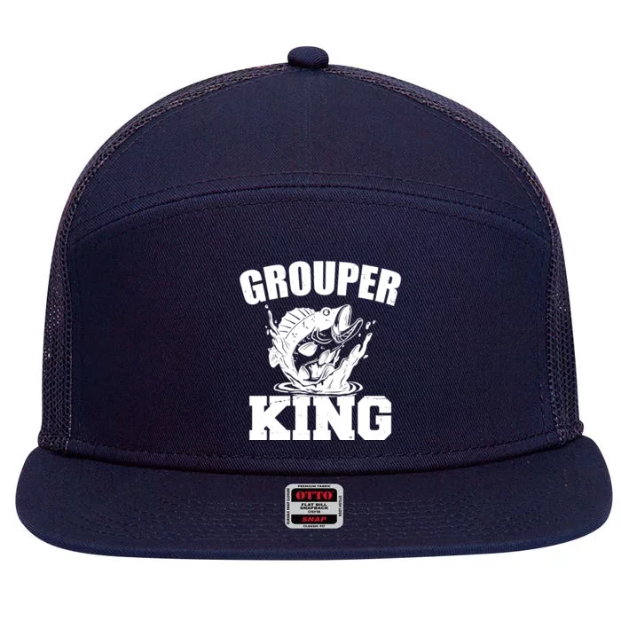 Grouper King Fishing 7 Panel Mesh Trucker Snapback Hat