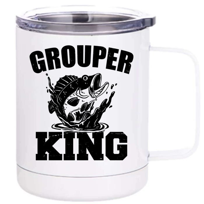 Grouper King Fishing Front & Back 12oz Stainless Steel Tumbler Cup