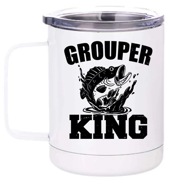 Grouper King Fishing Front & Back 12oz Stainless Steel Tumbler Cup