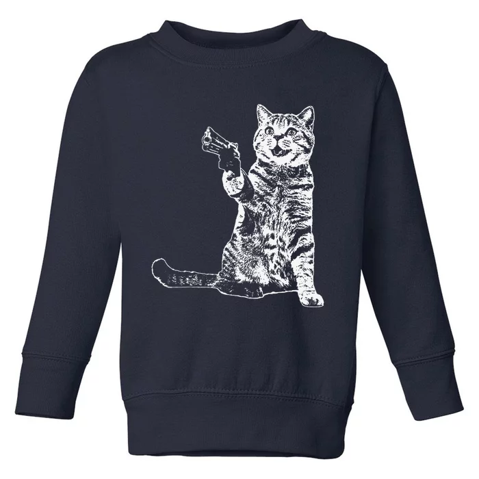 Gun Kitty Funny Cat Gift Toddler Sweatshirt