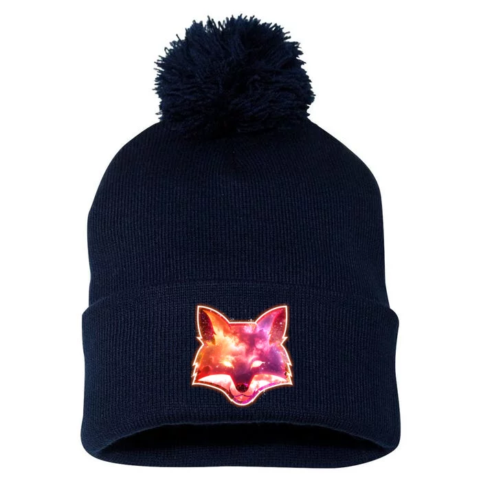 Galaxy Kitsune Fox Pom Pom 12in Knit Beanie