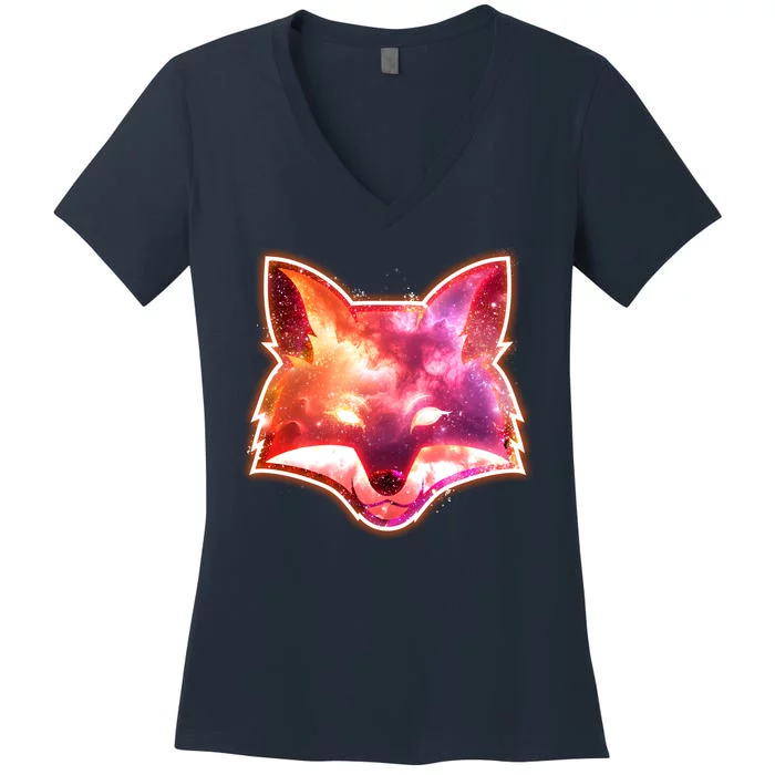 Galaxy Kitsune Fox Women's V-Neck T-Shirt