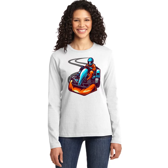 Go Karting Go Kart Racing Driver Ladies Long Sleeve Shirt