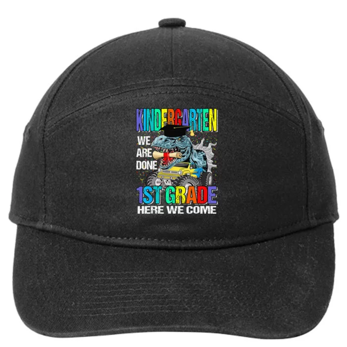 Goodbye Kindergarten Graduation Dinosaur Hello 1st Grade 7-Panel Snapback Hat