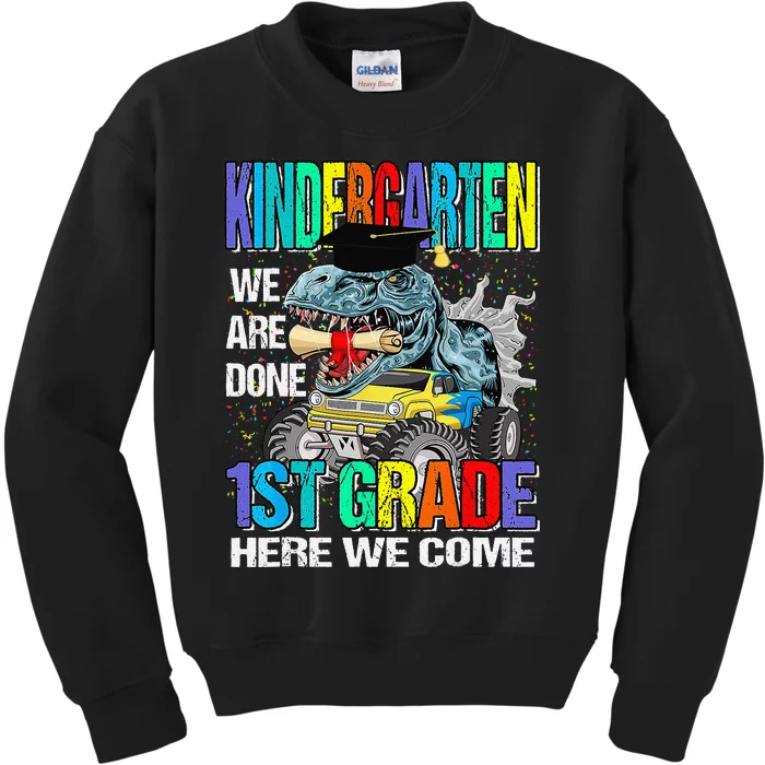 Goodbye Kindergarten Graduation Dinosaur Hello 1st Grade Kids Sweatshirt