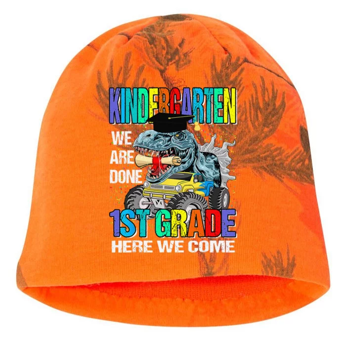 Goodbye Kindergarten Graduation Dinosaur Hello 1st Grade Kati - Camo Knit Beanie