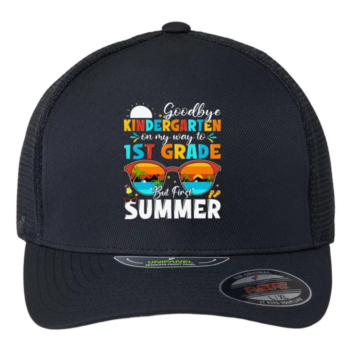 Goodbye Kindergarten Graduation To 1st Grade Hello Summer Flexfit Unipanel Trucker Cap