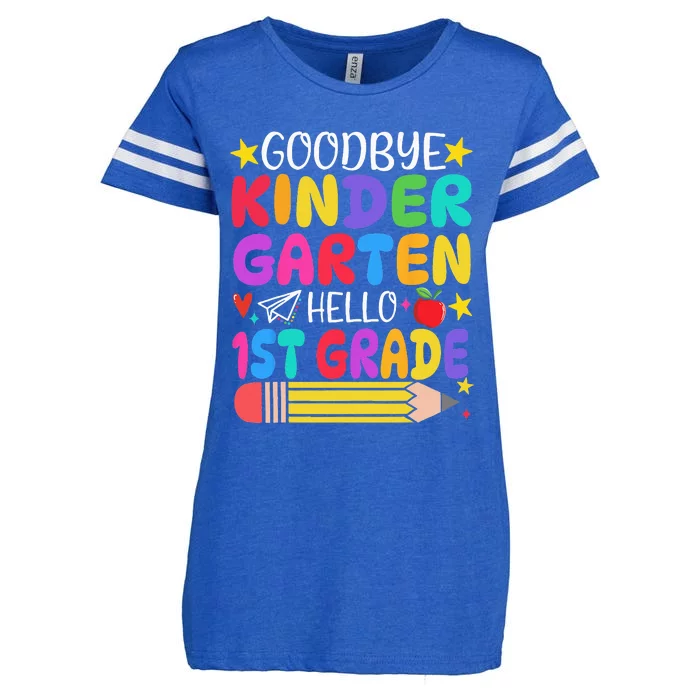 Goodbye Kindergarten Hello First Grade Graduation First Day Enza Ladies Jersey Football T-Shirt