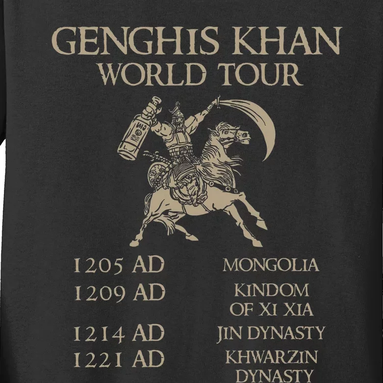 Genghis Khan Historic Mongol Asian History Kids Long Sleeve Shirt