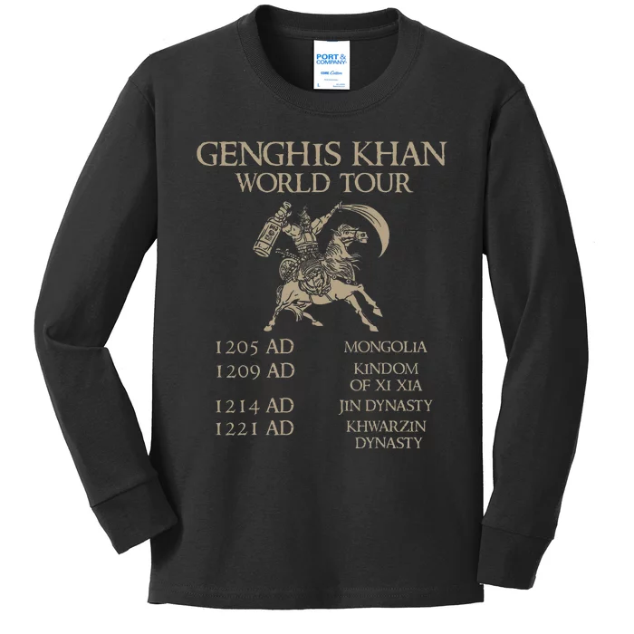 Genghis Khan Historic Mongol Asian History Kids Long Sleeve Shirt