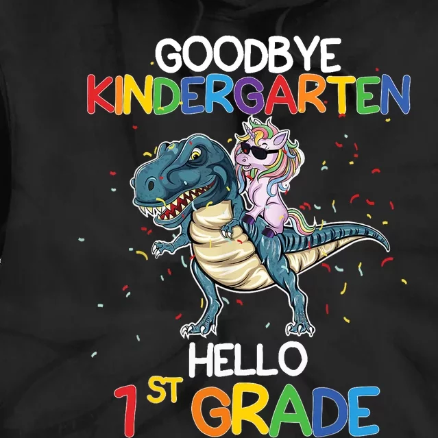 Goodbye Kindergarten Hello 1st Grade Graduation T Rex Boy Tie Dye Hoodie