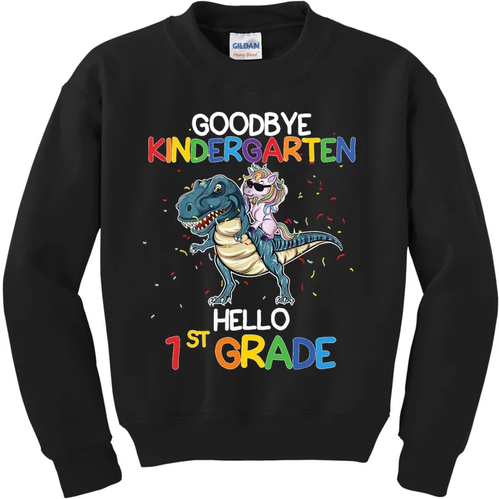 Goodbye Kindergarten Hello 1st Grade Graduation T Rex Boy Kids Sweatshirt