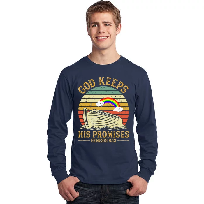 God Keeps His Promises Rainbow Noah Ark Jesus Christian Tall Long Sleeve T-Shirt