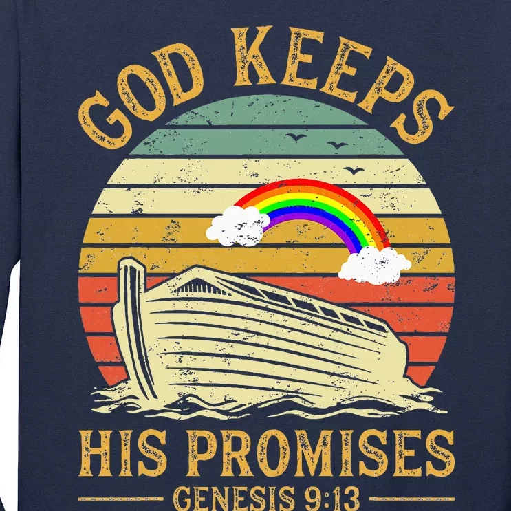 God Keeps His Promises Rainbow Noah Ark Jesus Christian Tall Long Sleeve T-Shirt