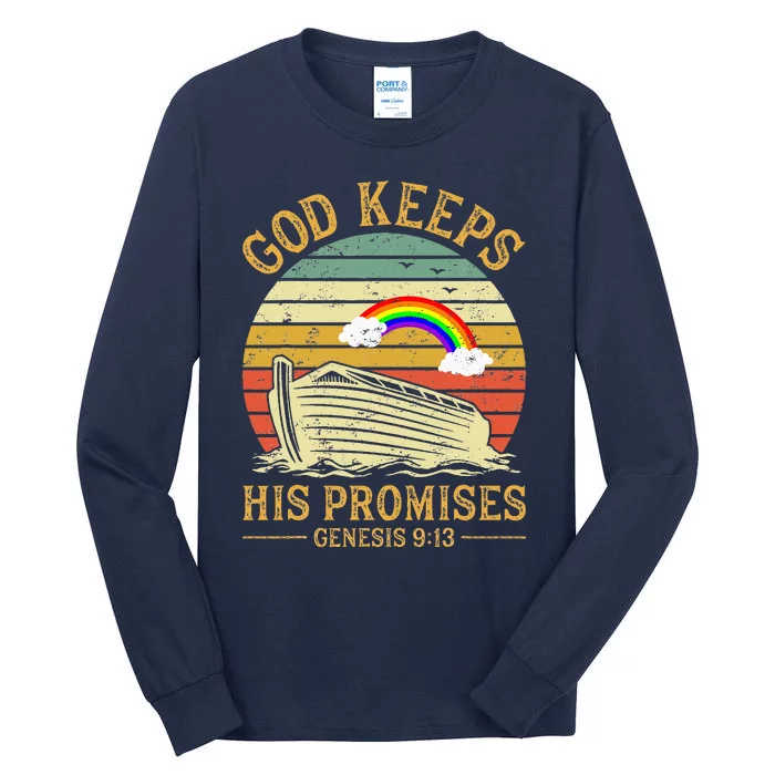 God Keeps His Promises Rainbow Noah Ark Jesus Christian Tall Long Sleeve T-Shirt