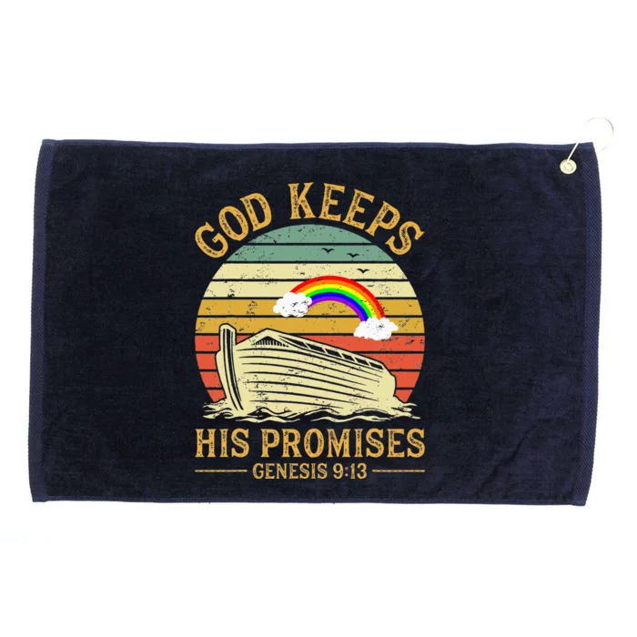 God Keeps His Promises Rainbow Noah Ark Jesus Christian Grommeted Golf Towel