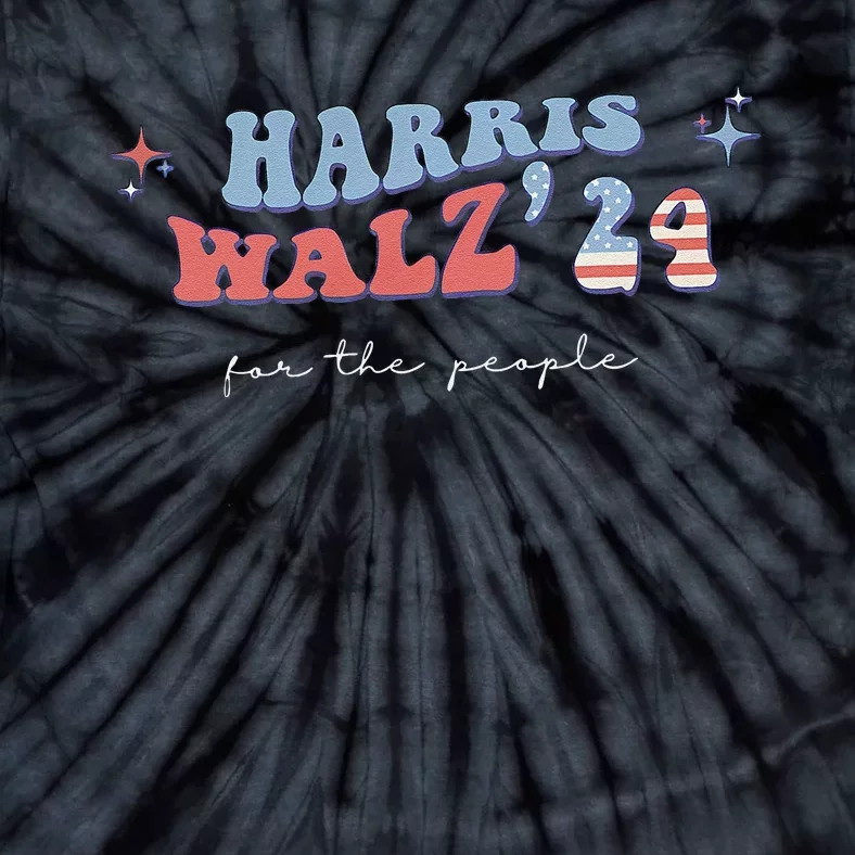 Groovy Kamala Harris Tim Walz Waltz Vote Blue Tie-Dye T-Shirt