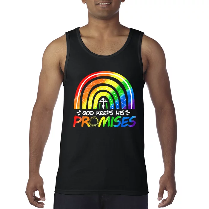 God Keeps His Promise Rainbow Christian Bible Noah Tank Top