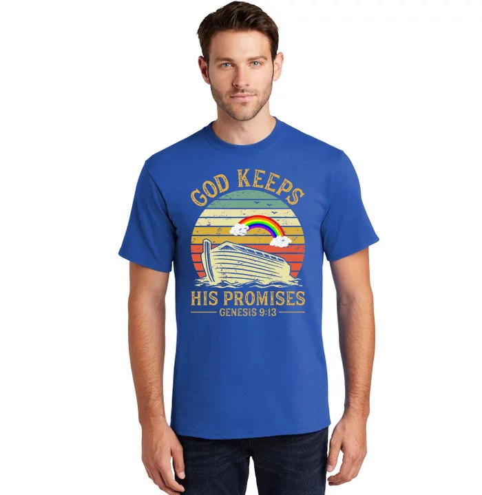 God Keeps His Promises Rainbow Noah Ark Jesus Christian Tall T-Shirt