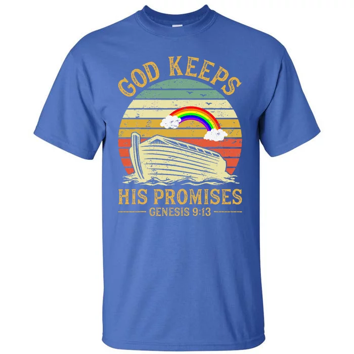 God Keeps His Promises Rainbow Noah Ark Jesus Christian Tall T-Shirt