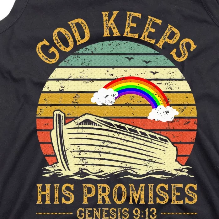 God Keeps His Promises Rainbow Noah Ark Jesus Christian Tank Top