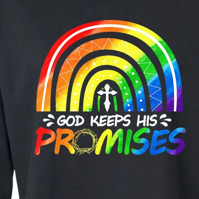 God Keeps His Promise Rainbow Christian Bible Noah Cropped Pullover Crew