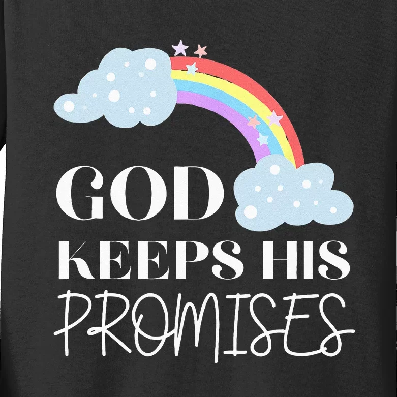 God Keeps His Promises Rainbow Religious Jesus Love Kids Long Sleeve Shirt