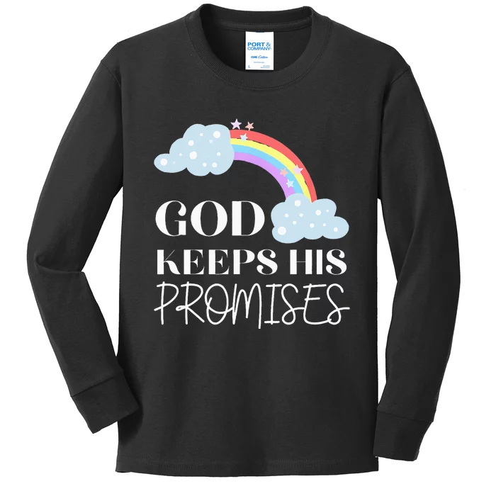 God Keeps His Promises Rainbow Religious Jesus Love Kids Long Sleeve Shirt