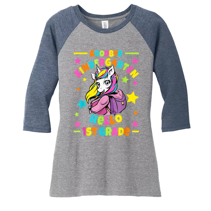 Goodbye Kindergarten Hello 1st Grade I Unicorn Women's Tri-Blend 3/4-Sleeve Raglan Shirt