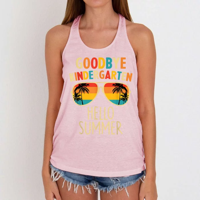 Goodbye Kindergarten Hello Summer Last Day Graduation Women's Knotted Racerback Tank