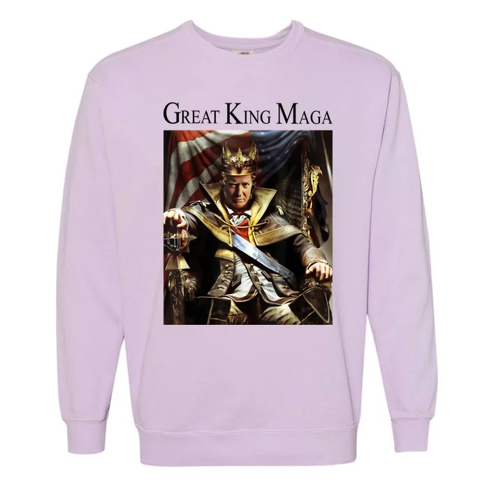 Great King Maga Donald Trump Throne Garment-Dyed Sweatshirt