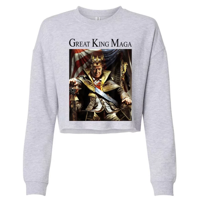 Great King Maga Donald Trump Throne Cropped Pullover Crew